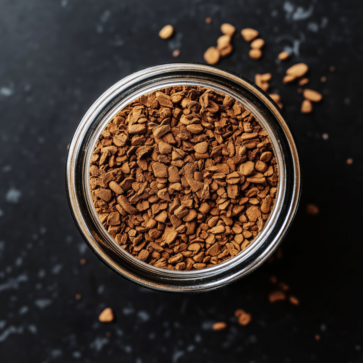 Frontansicht Instant Kaffeepulver