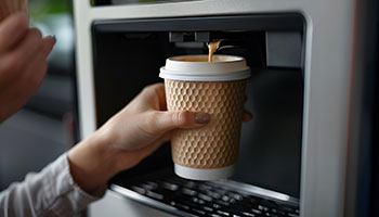 Kaffeebecher unter einem Automat