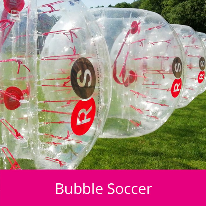 Nahaufnahme von Bubble Soccer Bällen